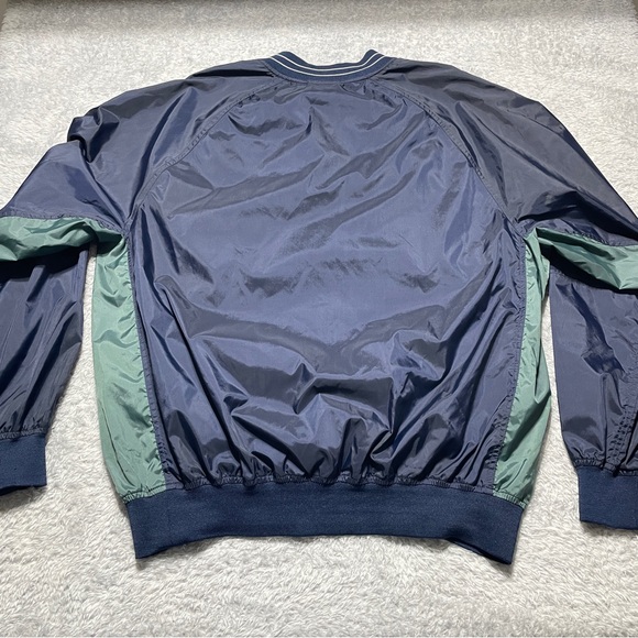 VNTNike Pullover Men Size L Navy Blue Green Vintage V-Neck Windbreaker Swoosh - Picture 8 of 10